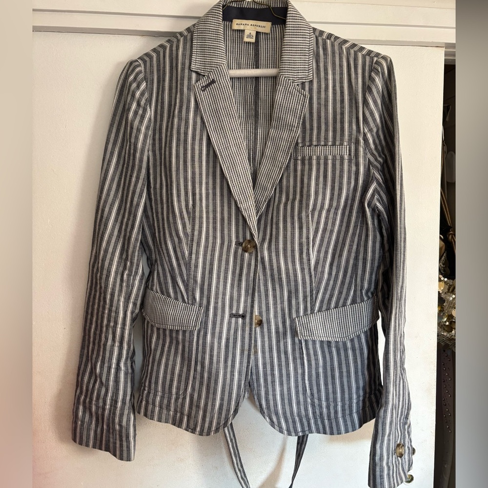 Banana Republic Gray Striped Blazer
